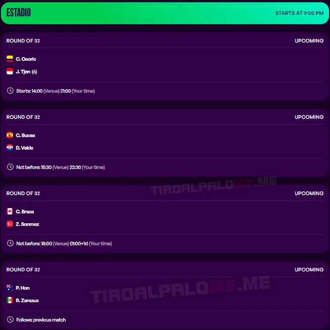 wta merida ronda1 partidos martes24 febrero 2026 tiroalpalo