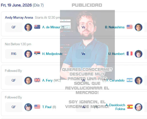 atp londres viernes19 junio 2026 tiroalpalo