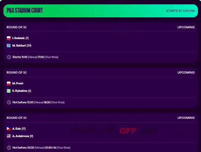 wta cincinnati lunes17 agosto 2026 tiroalpalo