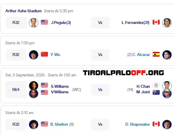 us open arthur viernes4 septiembre 2026 tiroalpalo